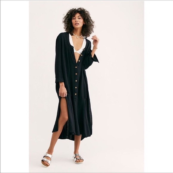 Free People Black Midi Dress - Picture 1 of 8